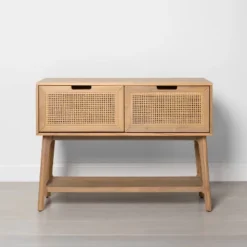 Wood & Cane Console Table With Pull-Down Drawers - Hearth & Hand™ With Magnolia -Bedroom Furniture Store GUEST 035057b8 c534 4483 bcfa bec1b2f8f625