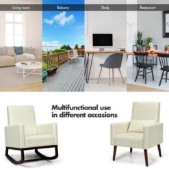Tangkula 2-in-1 Upholstered Rocking Chair With Wood Leg & Pillow Relax Sofa Chair Light Grey/Beige/Dark Gray -Bedroom Furniture Store GUEST 063d47aa 120b 44ab ab92 f371f567685f