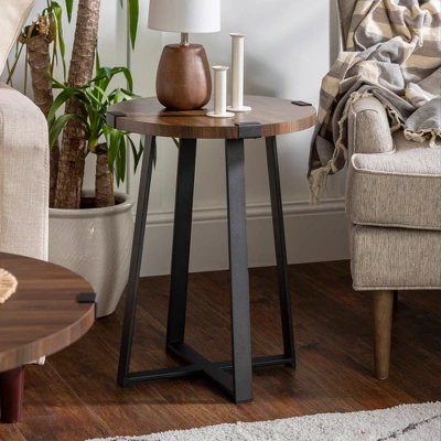 Wrightson Urban Industrial Faux Wrap Leg Round Side Table - Saracina Home 3 Wrightson Urban Industrial Faux Wrap Leg Round Side Table - Saracina Home