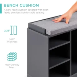 Best Choice Products 46in Shoe Storage Organization Rack Bench For Entryway, Bedroom W/ Padded Seat, 10 Cubbies - Gray 10 Best Choice Products 46in Shoe Storage Organization Rack Bench For Entryway, Bedroom W/ Padded Seat, 10 Cubbies - Gray -Bedroom Furniture Store GUEST 13abc812 5480 4f06 8909 0a4154ef5d89
