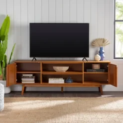 Solid Wood Mid-Century Modern TV Stand For TVs Up To 80" - Saracina Home 22 Solid Wood Mid-Century Modern TV Stand For TVs Up To 80" - Saracina Home -Bedroom Furniture Store GUEST 13d172c2 7522 436c b47e 043357d4492b