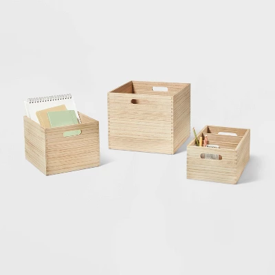 3 Compartment Light Wood Crate Natural - Brightroom™ 5 3 Compartment Light Wood Crate Natural - Brightroom™ - Image 3