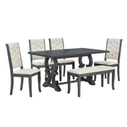 6 PCS Retro Dining Set With Unique-designed Table And Upholstered Chair-ModernLuxe -Bedroom Furniture Store GUEST 144b2e82 beff 4f59 aab3 7cc9f823a4d3