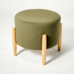 Elroy Round Velvet Ottoman With Wooden Legs - Threshold™ Designed With Studio McGee -Bedroom Furniture Store GUEST 1d22f669 2a10 491f 9147 d5d1729c7a8d
