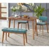 4pc Nettie Mid-Century Modern Dining Set With Bench Walnut/Teal - Buylateral -Bedroom Furniture Store GUEST 1e485630 ce7f 4f6e ad5e df81201079ab