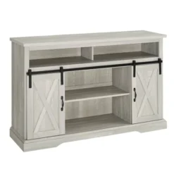 Transitional Sliding Barndoor Highboy TV Stand For TVs Up To 58" - Saracina Home -Bedroom Furniture Store GUEST 1e7753a0 161a 461f a869 c017e7263cc2