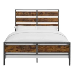 Queen Urban Chic Metal And Wood Plank Bed Brown - Saracina Home -Bedroom Furniture Store GUEST 1edbf943 9085 4030 9489 6c7babf0e6c6