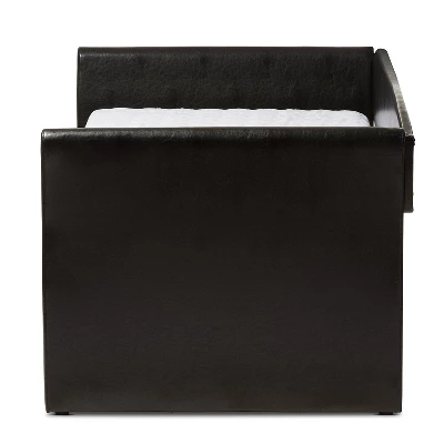Twin Camino Modern And Contemporary Faux Leather Upholstered Daybed With Guest Trundle Bed - Baxton Studio 4 Twin Camino Modern And Contemporary Faux Leather Upholstered Daybed With Guest Trundle Bed - Baxton Studio - Image 2