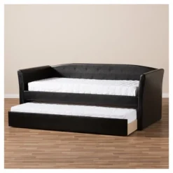 Twin Camino Modern And Contemporary Faux Leather Upholstered Daybed With Guest Trundle Bed - Baxton Studio 11 Twin Camino Modern And Contemporary Faux Leather Upholstered Daybed With Guest Trundle Bed - Baxton Studio -Bedroom Furniture Store GUEST 20ef71f5 5c27 494b b6e0 c6a8ff39d058