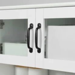 HOMCOM Freestanding Kitchen Pantry, 4-Door Buffet Cabinet With Hutch, Coffee Bar With Adjustable Shelves, 63.5 Inches, White -Bedroom Furniture Store GUEST 280f6d6f 7549 46dc 9872 58e221f9506c