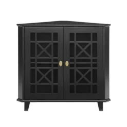 2 Door Corner Accent Cabinet With Fretwork Doors - Saracina Home -Bedroom Furniture Store GUEST 28fe5556 fd13 4741 9522 8e0abe2af5bd