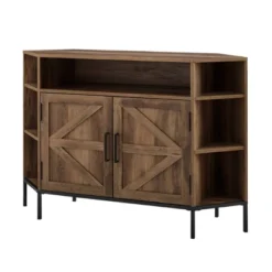 Atticus Modern Farmhouse 2 Door Corner TV Stand For TVs Up To 55" Rustic Oak - Saracina Home -Bedroom Furniture Store GUEST 300a699d 8a74 4a70 bb6f e5e5e7c1c7a7
