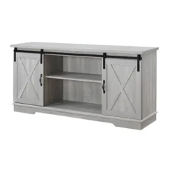 Modern Transitional Sliding Barndoor TV Stand For TVs Up To 65"- Saracina Home -Bedroom Furniture Store GUEST 31a34286 e5bc 4cdb 95bc c04f39622d58