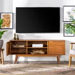 Solid Wood Mid-Century Modern TV Stand For TVs Up To 65" - Saracina Home 26 Solid Wood Mid-Century Modern TV Stand For TVs Up To 65" - Saracina Home -Bedroom Furniture Store GUEST 334bf308 b086 4c05 9568 1ae4a156a658