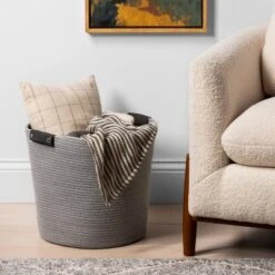 17'' Coiled Rope Tapered Basket Gray - Brightroom™