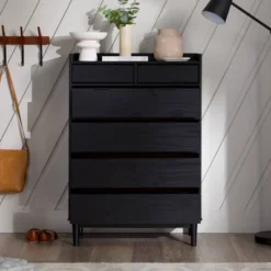 Mid-Century Modern Solid Wood 6 Drawer Vertical Dresser - Saracina Home -Bedroom Furniture Store GUEST 364a7e44 403a 4a9d a40c 5d3b328ffdcf