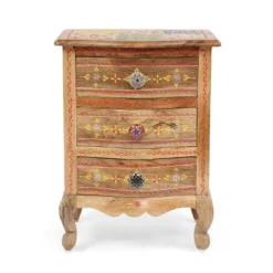 Ailey Handcrafted Boho Mango Wood 3 Drawer Nightstand Natural - Christopher Knight Home -Bedroom Furniture Store GUEST 3924a78e 3952 49db 866c 6794bccc9300