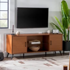 2 Door Mid-Century Modern Wood Storage TV Stand For TVs Up To 65" - Saracina Home 24 2 Door Mid-Century Modern Wood Storage TV Stand For TVs Up To 65" - Saracina Home -Bedroom Furniture Store GUEST 3bbb6a39 9749 4089 be2e f454c4ed782a