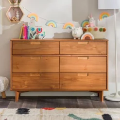 Mid-Century Modern Groove Wood 6 Drawer Dresser - Saracina Home -Bedroom Furniture Store GUEST 3d447677 be9f 4732 b071 4ec0db1c971f