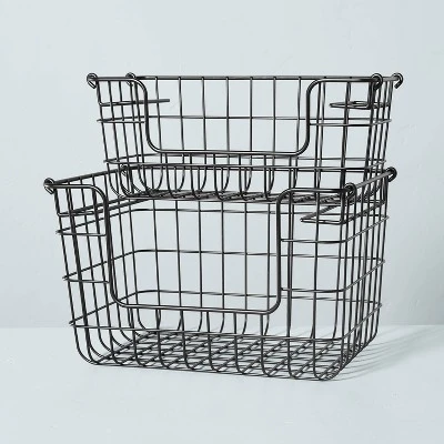 Stacking Wire Storage Basket Matte Black - Hearth & Hand™ With Magnolia 4 Stacking Wire Storage Basket Matte Black - Hearth & Hand™ With Magnolia - Image 2