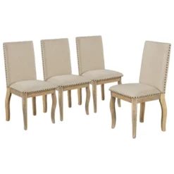 5 PCS Round Wood Extendable Dining Table Set With 4 Upholstered Dining Chairs-ModernLuxe -Bedroom Furniture Store GUEST 3f067f5c e1b8 4a97 b8a1 24e970d94ae6