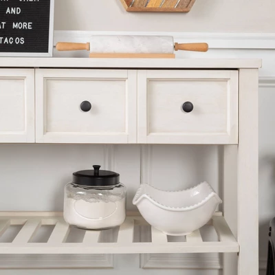 48" Farmhouse Solid Wood 2 Drawer Buffet White - Saracina Home 5 48" Farmhouse Solid Wood 2 Drawer Buffet White - Saracina Home - Image 4