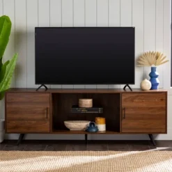 2 Door Mid-Century Modern Wood Storage TV Stand For TVs Up To 80" - Saracina Home 33 2 Door Mid-Century Modern Wood Storage TV Stand For TVs Up To 80" - Saracina Home -Bedroom Furniture Store GUEST 474e4bb8 d0cb 4809 ba15 d0ecb3aa5ec4