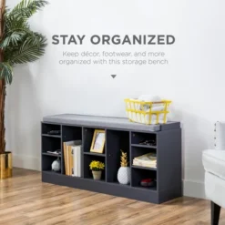 Best Choice Products 46in Shoe Storage Organization Rack Bench For Entryway, Bedroom W/ Padded Seat, 10 Cubbies - Gray 12 Best Choice Products 46in Shoe Storage Organization Rack Bench For Entryway, Bedroom W/ Padded Seat, 10 Cubbies - Gray -Bedroom Furniture Store GUEST 484e3711 30cd 4de4 9bfb 7876d4619ade