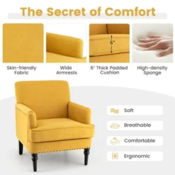 Tangkula Set Of 2 Modern Accent Chair Upholstered Sofa Chair W/ Rubber Wood Legs Yellow 15 Tangkula Set Of 2 Modern Accent Chair Upholstered Sofa Chair W/ Rubber Wood Legs Yellow -Bedroom Furniture Store GUEST 4a19594f 9bc1 4a20 ad2b f73a26271abd