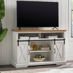 Transitional Sliding Barndoor Highboy TV Stand For TVs Up To 58" - Saracina Home -Bedroom Furniture Store GUEST 4c19d460 b0f1 4bd4 adae 7d662cd1c88d
