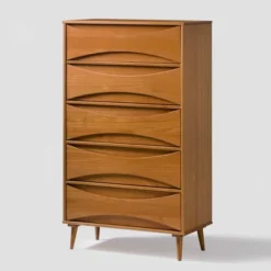 Mid-Century Modern Contoured 5 Drawer Chest Of Drawers - Saracina Home -Bedroom Furniture Store GUEST 4c1c83b0 0324 4ee8 ae12 19111936c63c