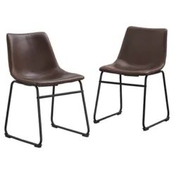 Set Of 2 Laslo Modern Upholstered Faux Leather Dining Chairs - Saracina Home 23 Set Of 2 Laslo Modern Upholstered Faux Leather Dining Chairs - Saracina Home -Bedroom Furniture Store GUEST 4df149f4 10cd 43f6 ae87 21d2762646ef