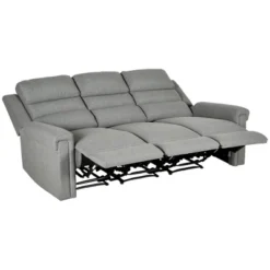 HOMCOM Recliner Sofa Couch With Easy Pull Handles And Adjustable Footrest, 3 Seater Sofa Modern Couch, Gray -Bedroom Furniture Store GUEST 4e524981 c02c 4ca4 b112 cfc002a69fca