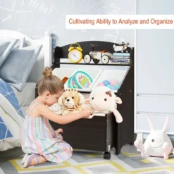 Costway Kids Wooden Toy Storage Unit Organizer W/Rolling Toy Box & Plastic Bins NaturalEspresso 15 Costway Kids Wooden Toy Storage Unit Organizer W/Rolling Toy Box & Plastic Bins NaturalEspresso -Bedroom Furniture Store GUEST 4fc34305 9481 40cd bed5 35dcd736d6c9