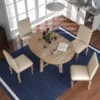 5 PCS Round Wood Extendable Dining Table Set With 4 Upholstered Dining Chairs-ModernLuxe -Bedroom Furniture Store GUEST 50344921 a20e 458b 96dc 704135e00643