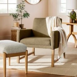Canvas Upholstered Accent Arm Chair - Khaki - Hearth & Hand™ With Magnolia