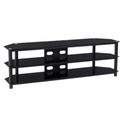 Travers Open Shelves TV Stand For TVs Up To 82" Black - CorLiving -Bedroom Furniture Store GUEST 54f85528 267a 418b bedf 533a44ec7149