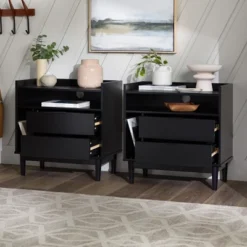 2pk Mid-Century Modern Solid Wood 2 Drawer Storage Nightstands - Saracina Home 23 2pk Mid-Century Modern Solid Wood 2 Drawer Storage Nightstands - Saracina Home -Bedroom Furniture Store GUEST 559c5ca6 af7e 4136 9a5f 989a82141900