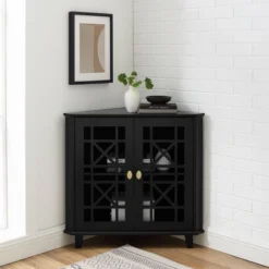 2 Door Corner Accent Cabinet With Fretwork Doors - Saracina Home -Bedroom Furniture Store GUEST 56432bd0 d98d 41c7 8ca0 8e740f3e8fc7