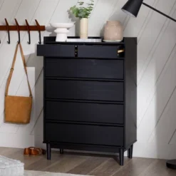 Mid-Century Modern Solid Wood 6 Drawer Vertical Dresser - Saracina Home -Bedroom Furniture Store GUEST 59498ed0 69d6 47e7 a8e6 18fcacc166e6