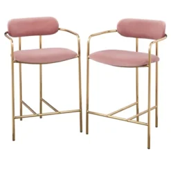 24" Set Of 2 Retro Velvet Counter Height Barstools - Buylateral -Bedroom Furniture Store GUEST 594ad79a 8ad2 4f90 8f1d 0e4665d68c0b