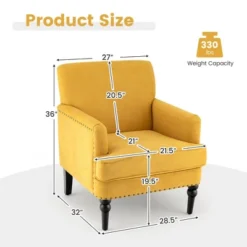 Tangkula Set Of 2 Modern Accent Chair Upholstered Sofa Chair W/ Rubber Wood Legs Yellow 13 Tangkula Set Of 2 Modern Accent Chair Upholstered Sofa Chair W/ Rubber Wood Legs Yellow -Bedroom Furniture Store GUEST 59a0fbbd c8d4 4381 9b84 49c42ed1e4f6