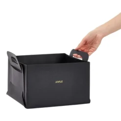 Juvale 2 Pack Faux Leather Foldable Storage Bins With Handles, Collapsible Baskets For Home Organization, Black, 10 X 6.5 In -Bedroom Furniture Store GUEST 59fea7de e227 48f6 9a83 a386a47634d9