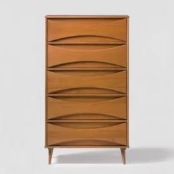 Mid-Century Modern Contoured 5 Drawer Chest Of Drawers - Saracina Home -Bedroom Furniture Store GUEST 5caa653a 811e 463e 86f8 f53ad4b36c6e