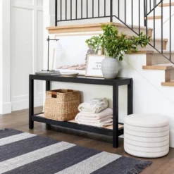 Console Table With Woven Rattan Shelf Black - Threshold™ Designed With Studio McGee -Bedroom Furniture Store GUEST 5cacba25 9de0 4a9b 86d8 dd94f14308e1