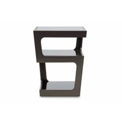 Clara Modern End Table With 3 Tieglass Shelves Black - Baxton Studio