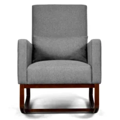 Tangkula 2-in-1 Upholstered Rocking Chair With Wood Leg & Pillow Relax Sofa Chair Light Grey/Beige/Dark Gray -Bedroom Furniture Store GUEST 5f5218cd e5cc 4a7a 8198 e10601212c46