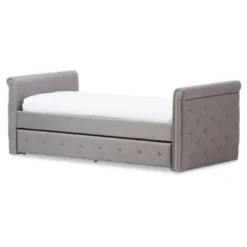 Twin Swanson Modern And Contemporary Fabric Tufted Daybed With Roll-Out Trundle Guest Bed - Baxton Studio -Bedroom Furniture Store GUEST 64123631 7044 42da 956a 442d18f7cffb