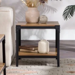 Set Of 2 Benny Urban Industrial Angle Iron Side Tables - Saracina Home -Bedroom Furniture Store GUEST 6787a235 c482 4325 8c73 2cb21fa3a98b