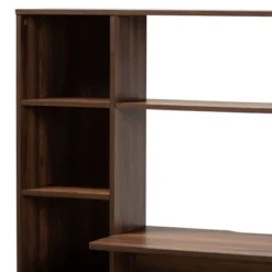Ezra Wood Storage Computer Desk With Shelves Walnut - Baxton Studio -Bedroom Furniture Store GUEST 689cc118 a4cc 443f be99 36c684eb3632